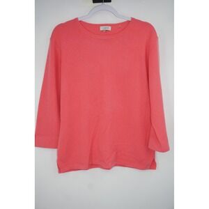 Kinross Cashmere Sweater Women's Large Pink 100% Cashmere‎ Crewneck Pullover